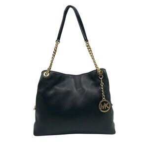 Michael Kors Black Pebbled Leather Jet Set Chain Shoulder Bag